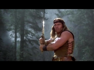 conan's fight with the warriors of queen taramis (conan the destroyer)